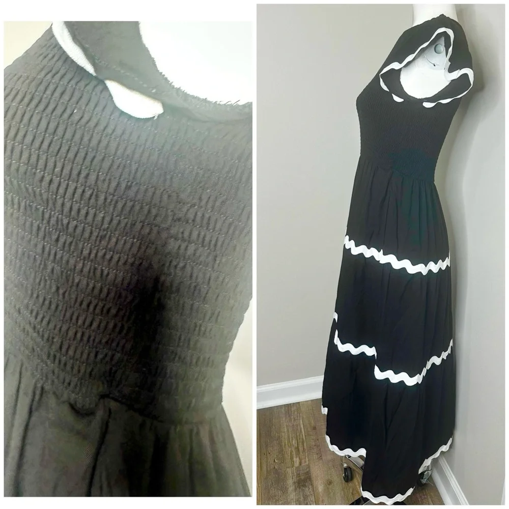 ZESICA Black White Midi Dress with pockets PRELOVED -SMALL - Picture 5 of 7